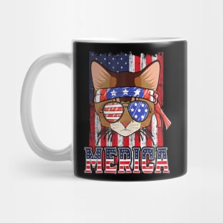 4th Of July Merica Cat Patriotic American Flag Gift Cats Mug